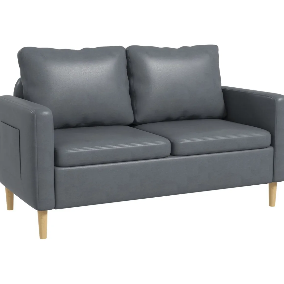 Sofá Preta Homcom 2 plazas con bolsillos laterales gris 83x143x76 cm