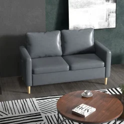 Sofá Preta Homcom 2 plazas con bolsillos laterales gris 83x143x76 cm