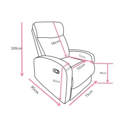 Sofá relax Siberia 1 plaza reclinable con reposapiés 100x75x95 cm