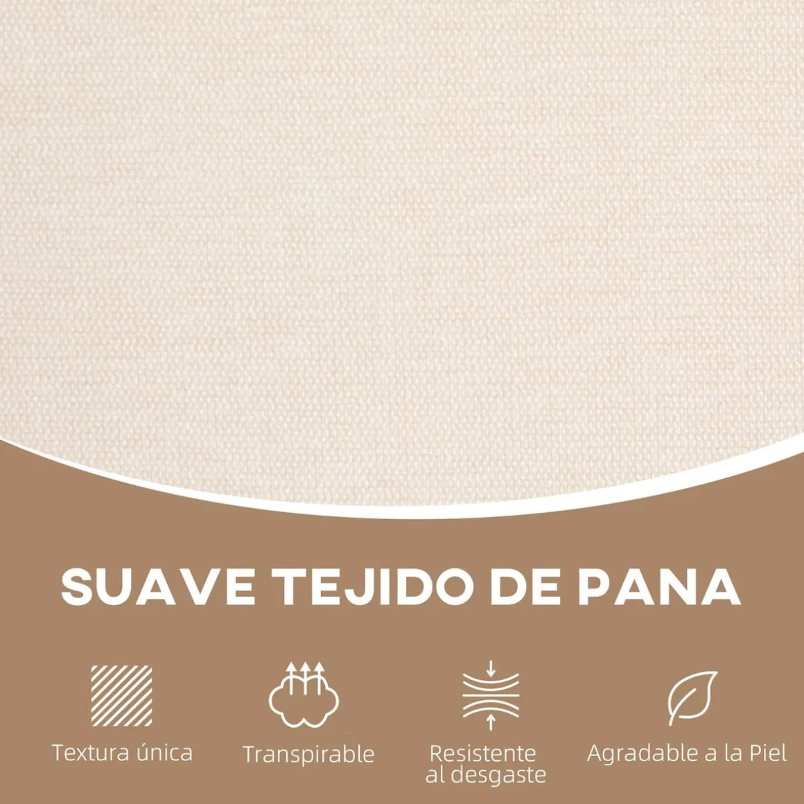 Sofá Rueca Homcom 2 plazas beige 88x123x75 cm