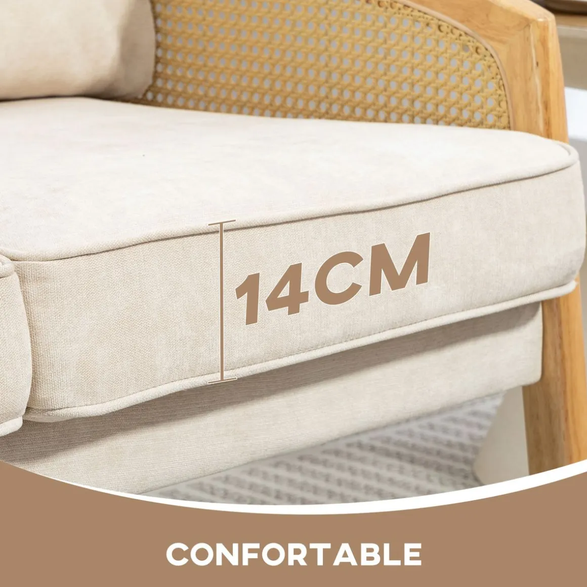 Sofá Rueca Homcom 2 plazas beige 88x123x75 cm