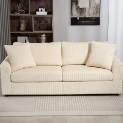 Sofá Terra Homcom 3 plazas con 2 cojines crema 88x212x80 cm