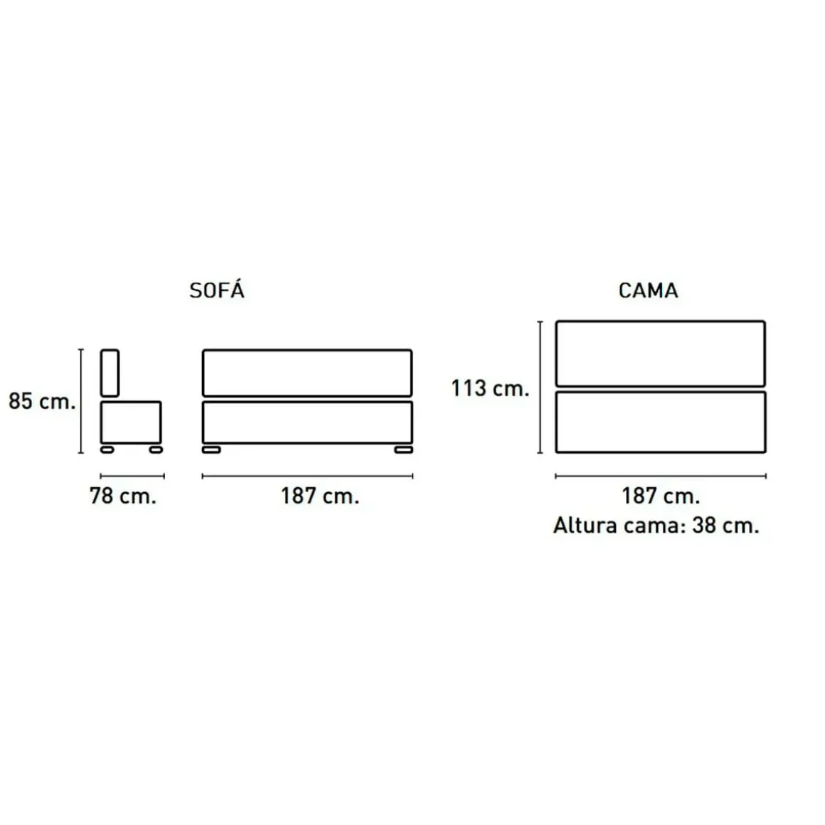 Sofá-cama Clic Clac Béisbol tela nolia 89x187x88 cm