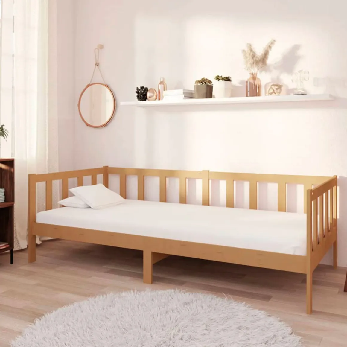 Sofá-cama de madera rústico 66x203x98 cm