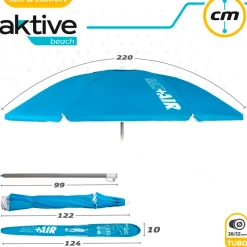 Sombrilla Air Max Aktive Beach altura regulable protección UV50 azul Ø220 cm
