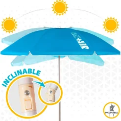Sombrilla Air Max Aktive Beach altura regulable protección UV50 azul Ø220 cm