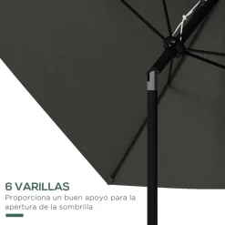 Sombrilla Charlotte Outsunny rectangular manivela + protección UV50+ gris 248x205x290 cm