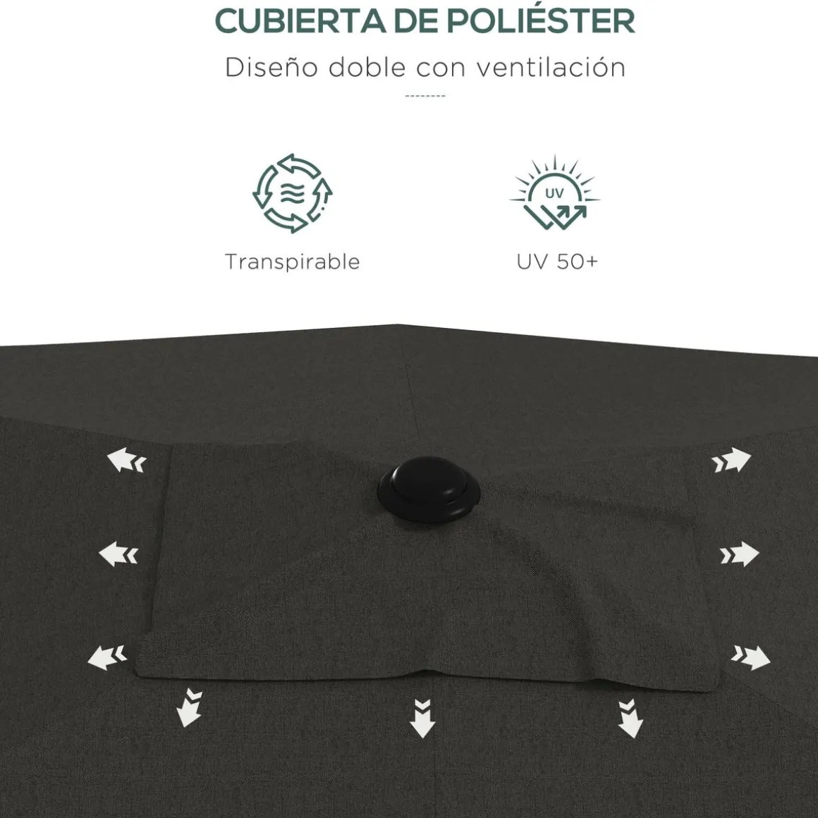Sombrilla Charlotte Outsunny rectangular manivela + protección UV50+ gris 248x205x290 cm