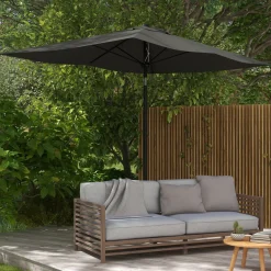 Sombrilla Charlotte Outsunny rectangular manivela + protección UV50+ gris 248x205x290 cm