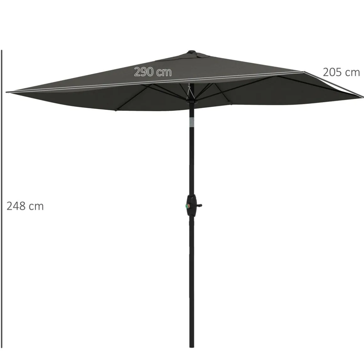 Sombrilla Charlotte Outsunny rectangular manivela + protección UV50+ gris 248x205x290 cm