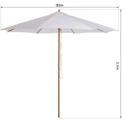 Sombrilla con estructura de madera blanco crema Ø300x250 cm