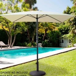 Sombrilla cuadrada Aktive Garden con poleas protección UV50 crema 300x300 cm