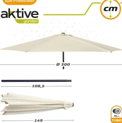 Sombrilla de jardín Aktive con manivela + ventilación beige Ø300 cm