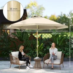 Sombrilla de jardín Estrella Outsunny con manivela y ángulo ajustable crema Ø265x244 cm