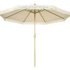 Sombrilla de jardín Estrella Outsunny con manivela y ángulo ajustable crema Ø265x244 cm