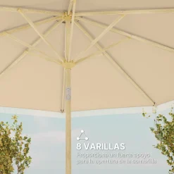 Sombrilla de jardín Estrella Outsunny con manivela y ángulo ajustable crema Ø265x244 cm