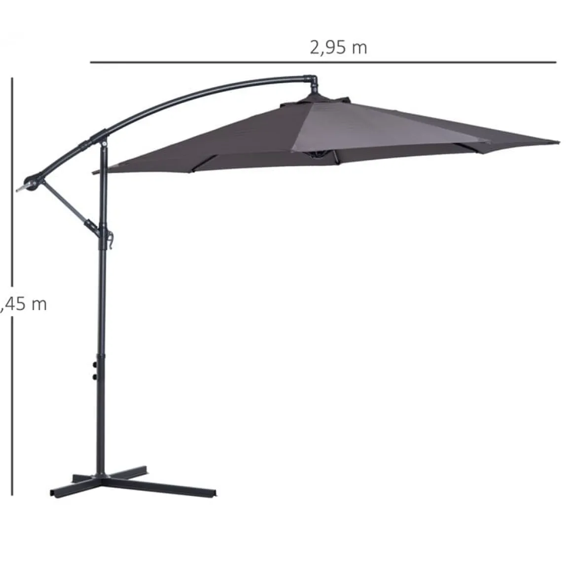 Sombrilla de jardín excéntrica Outsunny gris Ø295x245 cm