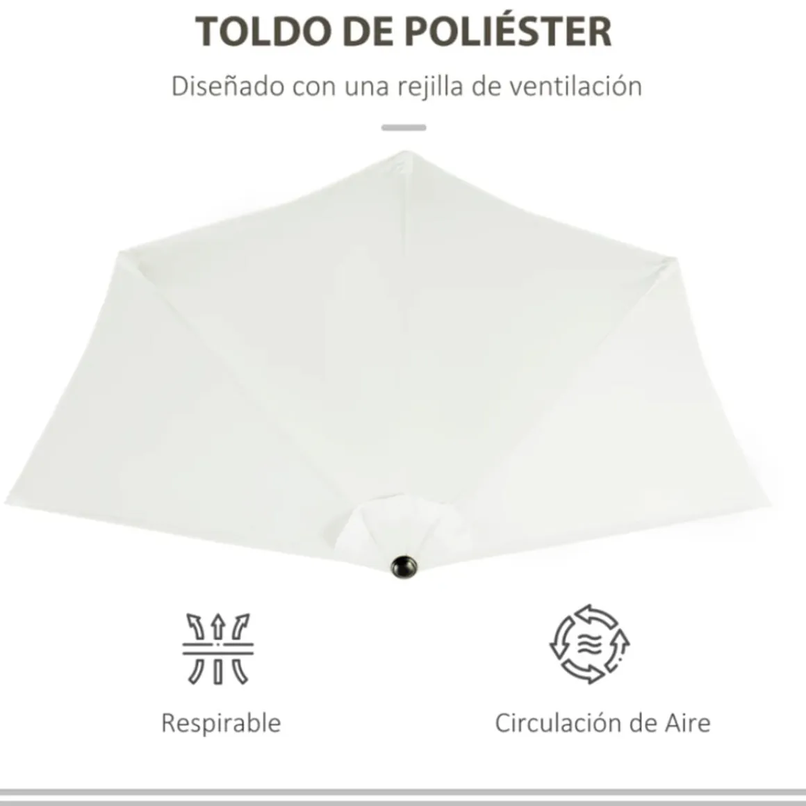 Sombrilla de jardín Outsunny con manivela semicircular crema 236x269x138 cm