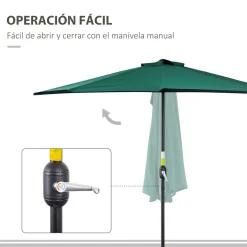 Sombrilla de jardín Outsunny con manivela 236x269x138 cm
