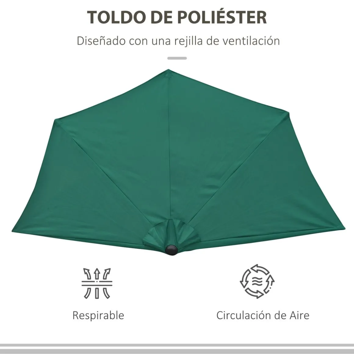 Sombrilla de jardín Outsunny con manivela 236x269x138 cm