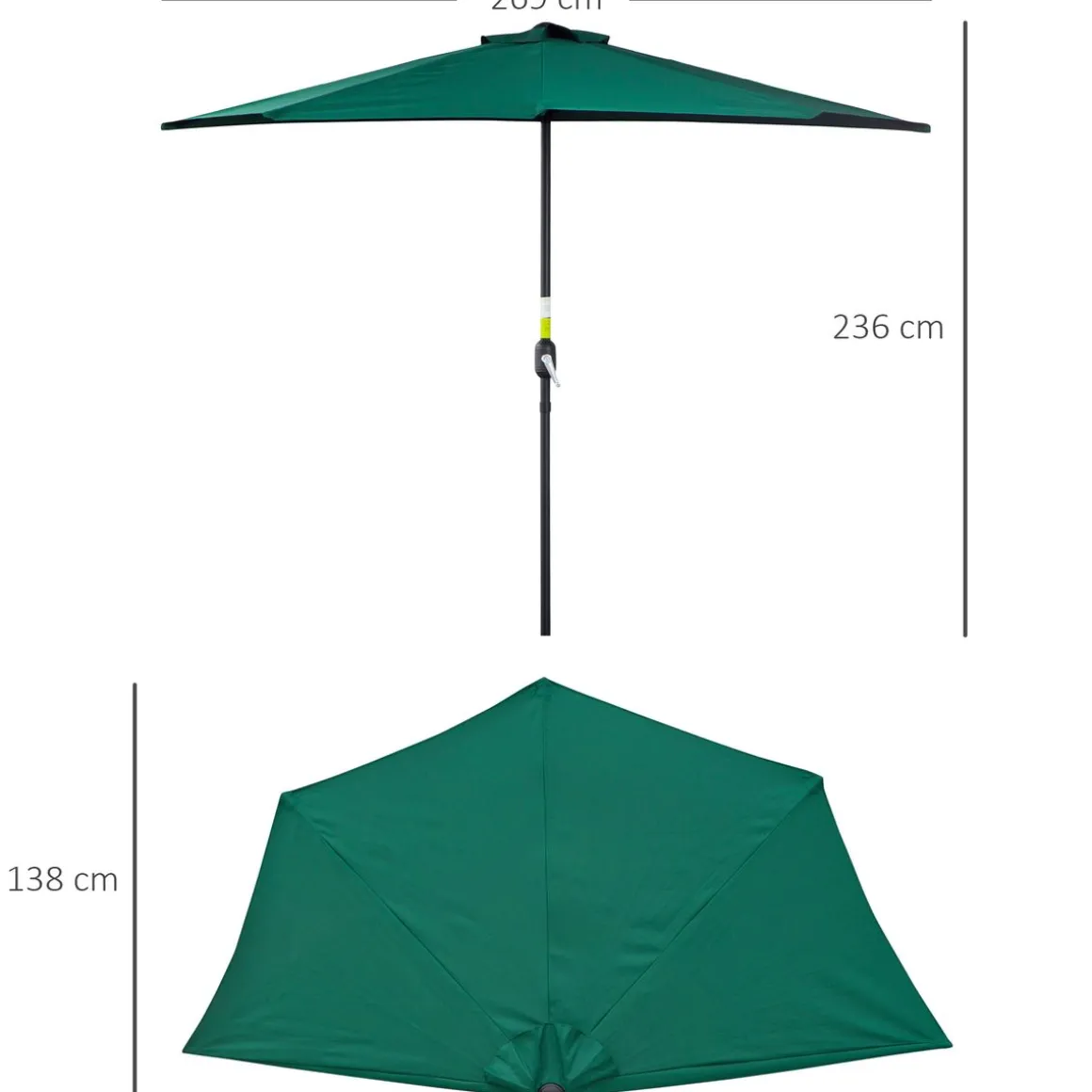 Sombrilla de jardín Outsunny con manivela 236x269x138 cm
