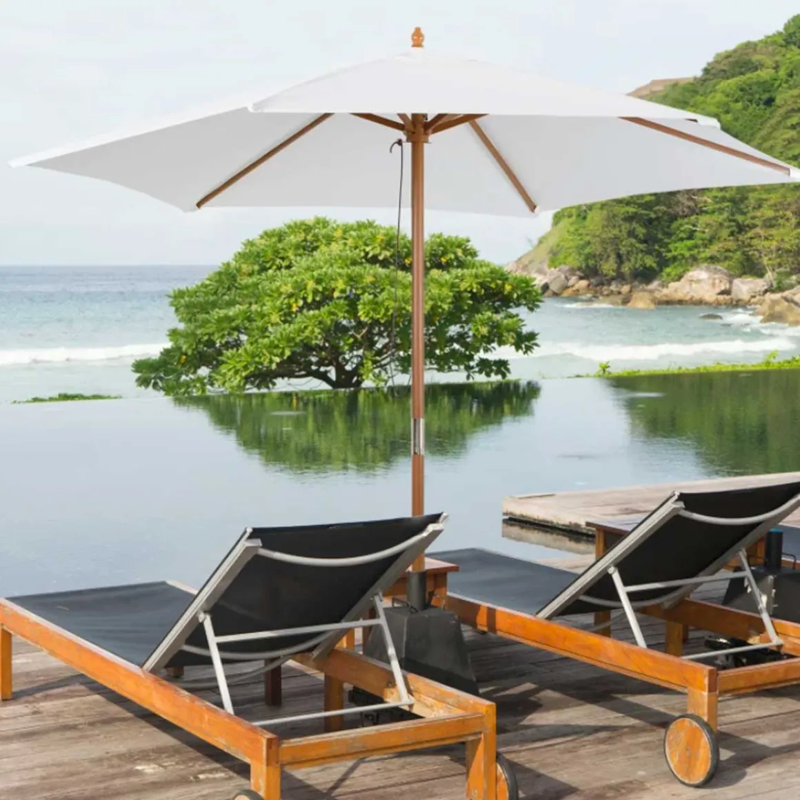 Sombrilla de jardín Outsunny sistema de polea con ventilación superior Ø250x230 cm
