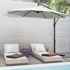Sombrilla de jardín Outsunny inclinable con manivela crema Ø295x245 cm