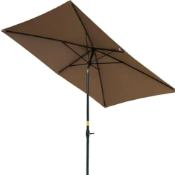 Sombrilla de jardín Outsunny inclinable con ventilación y manivela marrón 244x296x197 cm
