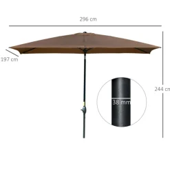 Sombrilla de jardín Outsunny inclinable con ventilación y manivela marrón 244x296x197 cm