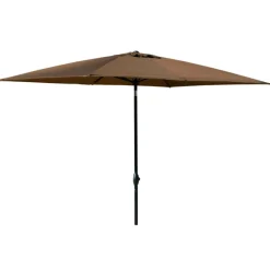 Sombrilla de jardín Outsunny inclinable con ventilación y manivela marrón 244x296x197 cm