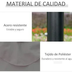Sombrilla de jardín Outsunny 32 luces LED con manivela Ø265x233 cm