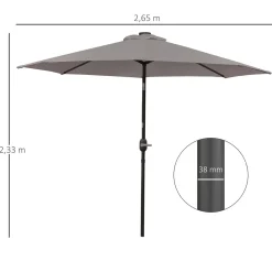 Sombrilla de jardín Outsunny 32 luces LED con manivela Ø265x233 cm
