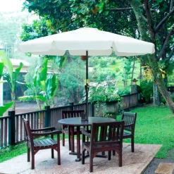 Sombrilla de jardín Outsunny inclinable con ventilación y manivela beige Ø266x248,5 cm