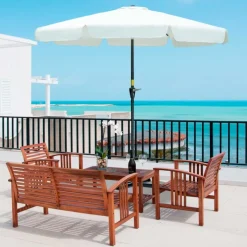 Sombrilla de jardín Outsunny inclinable con ventilación y manivela beige Ø266x248,5 cm