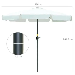 Sombrilla de jardín Outsunny inclinable con ventilación y manivela beige Ø266x248,5 cm