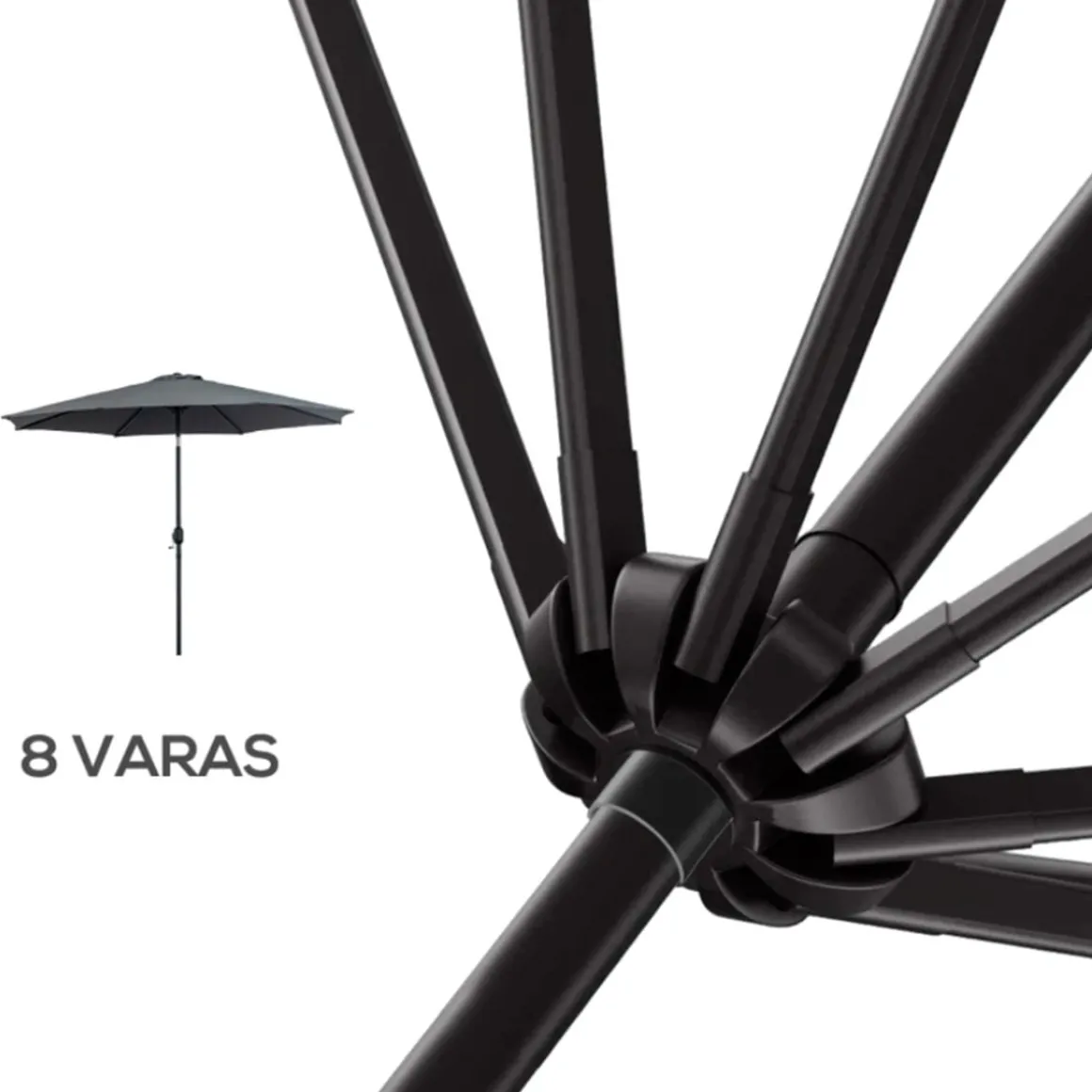 Sombrilla de jardín Outsunny con manivela inclinable y desmontable Ø295X250 cm