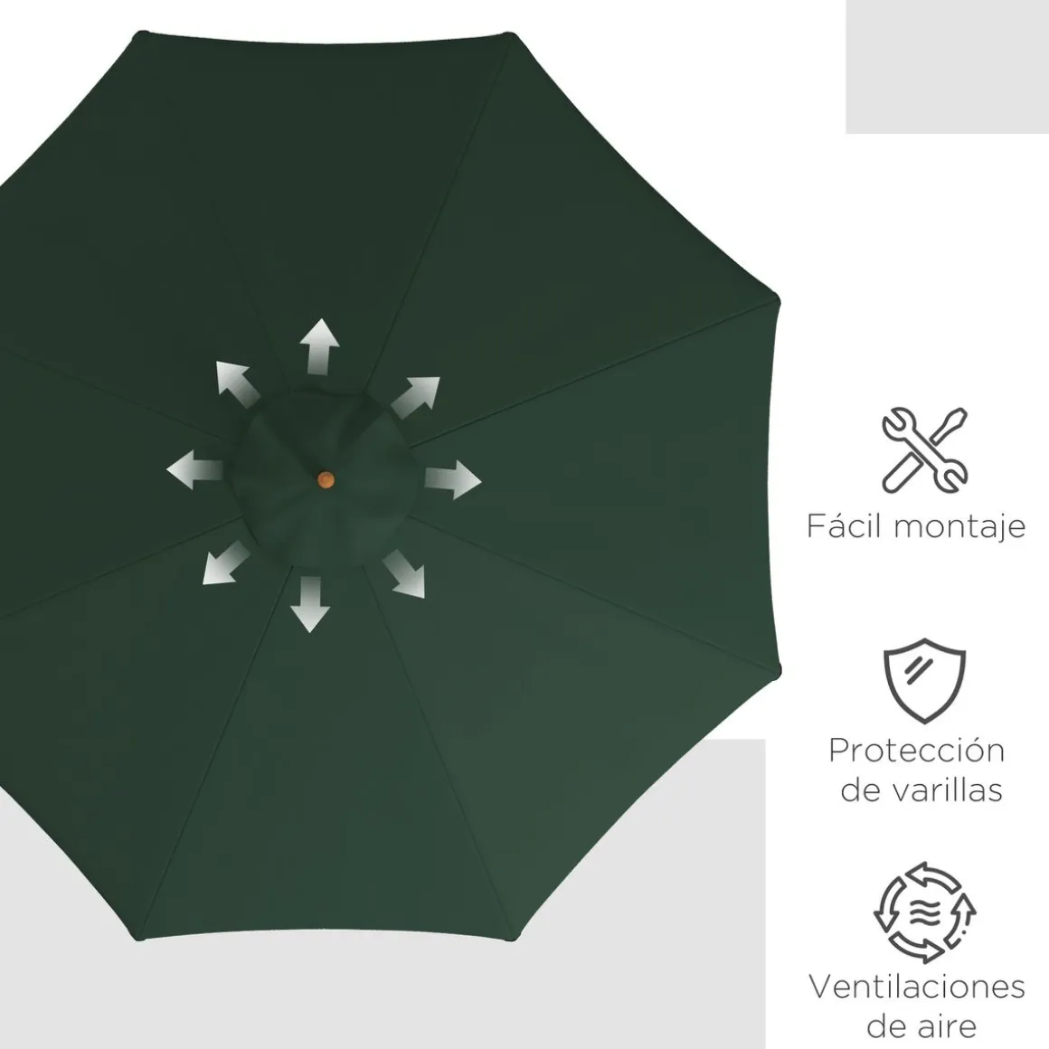 Sombrilla de jardín Outsunny techo ventilable Ø3,25x2,5 m