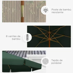 Sombrilla de jardín Outsunny techo ventilable Ø3,25x2,5 m