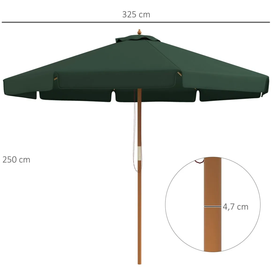 Sombrilla de jardín Outsunny techo ventilable Ø3,25x2,5 m