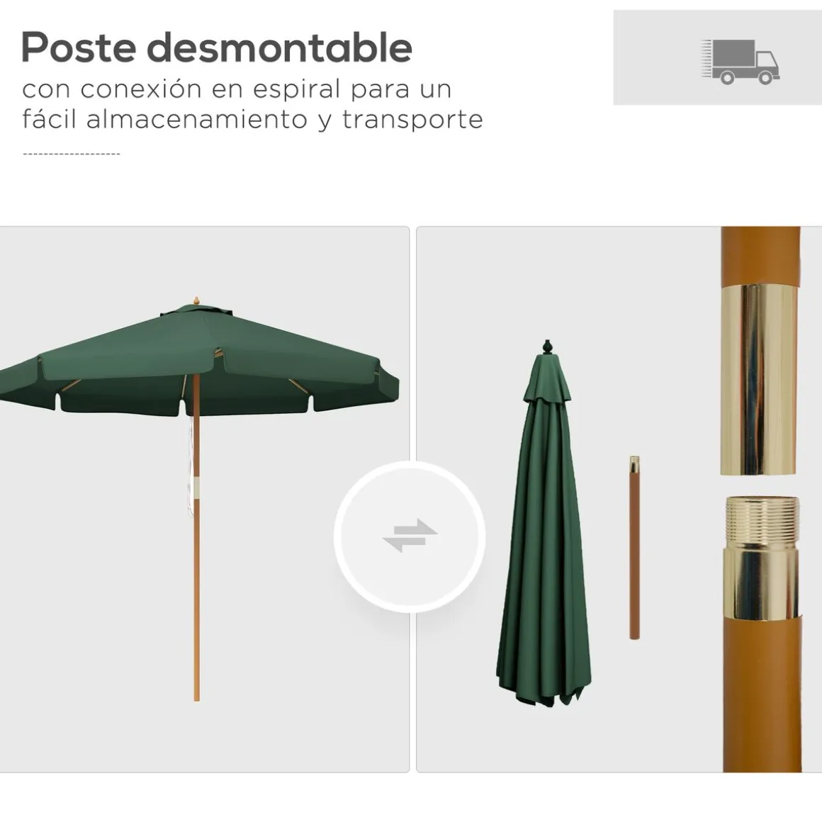 Sombrilla de jardín Outsunny techo ventilable Ø3,25x2,5 m