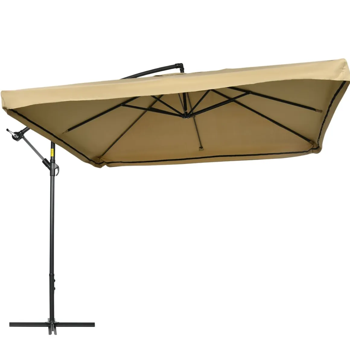 Sombrilla de jardín Vila Outsunny excéntrica + mosquitera beige 265x296 cm