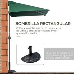Sombrilla de pared Boston Outsunny protección UV30+ verde 245x230x130 cm