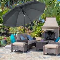 Sombrilla de playa Bali Outsunny ángulo ajustable protección UV50+ Ø180x209 cm