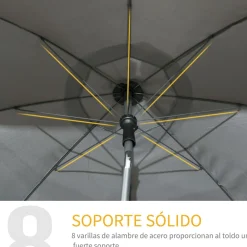 Sombrilla de playa Bali Outsunny ángulo ajustable protección UV50+ Ø180x209 cm