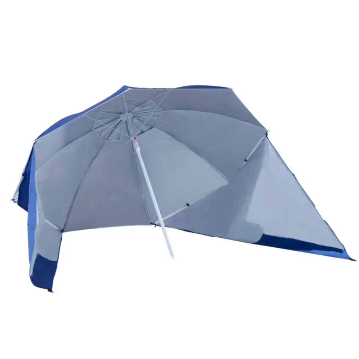 Sombrilla de playa Outsunny con paneles laterales azul Ø210x222 cm