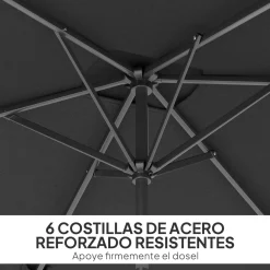 Sombrilla de terraza Annia Outsunny con manivela ángulo ajustable gris oscuro 255x198x294 cm