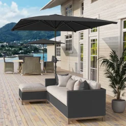 Sombrilla de terraza Annia Outsunny con manivela ángulo ajustable gris oscuro 255x198x294 cm