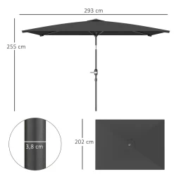 Sombrilla de terraza Annia Outsunny con manivela ángulo ajustable gris oscuro 255x198x294 cm