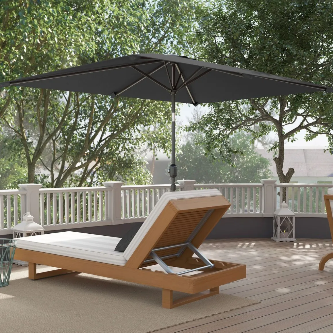Sombrilla de terraza Annia Outsunny con manivela ángulo ajustable gris oscuro 255x198x294 cm