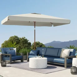 Sombrilla de terraza Loto Outsunny con manivela y ángulo ajustable 245x300x200 cm